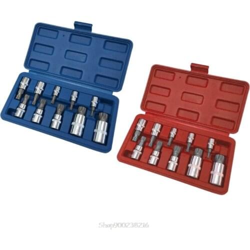 10 Pcs XZN 12 Point Triple Square Spline Bit Socket Set Tamper Proof with Case Automotive Tool Kit S05 20 Dropship