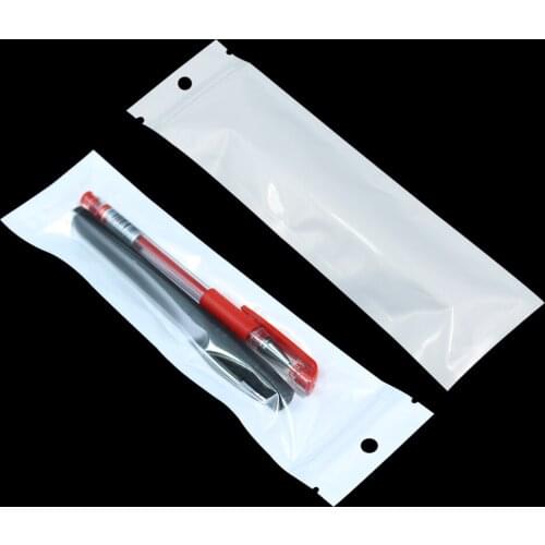 100Pcs White / Clear Self Seal Zipper Plastic Retail Packaging Packing Bag Ziplock Zip Lock Storage Bag Package With Hang Hole