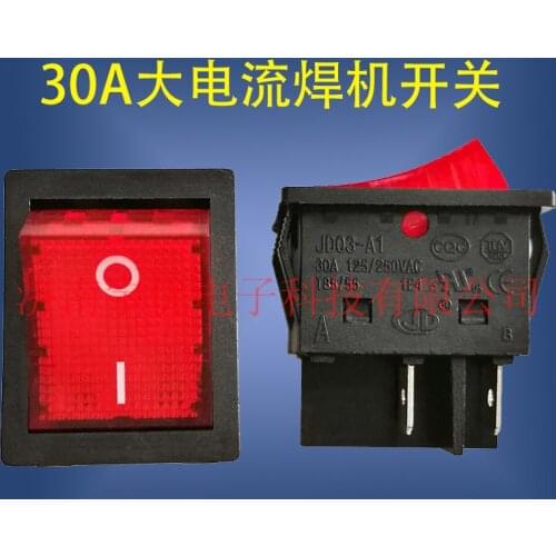 2pcs JD03-A1 30A Electric Welding Machine Heating Table Silver Contact High Power Ship-type Switch with 4-foot Lamp