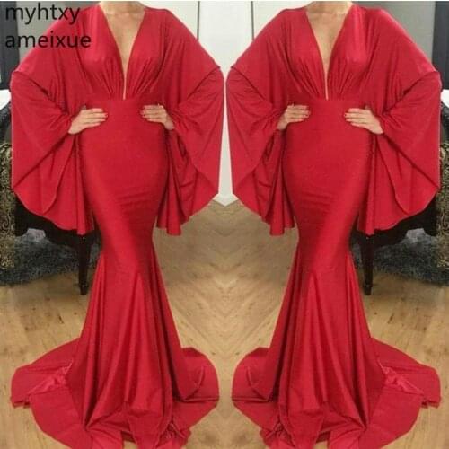 2020 Hot Red Sexy Cheap Evening Dress Arabic Dubai Style Long Wear Party Gown Custom Made Plus Size Robe De Soiree Hi Low Dress