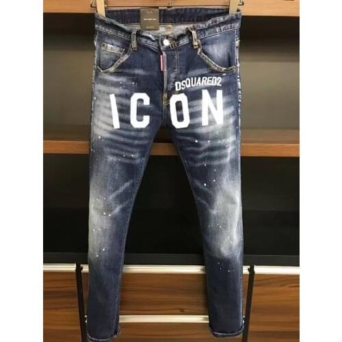 2021 Fashion Trendy DSQ2 Ripped Paint Dot Mens Motorcycle Jeans *9626