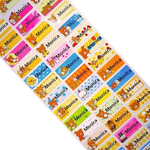3 Size Cute Bear Customize Name Stickers Girl Boy Unique Decal Lables Personalized Colorful School Stationery Name tags