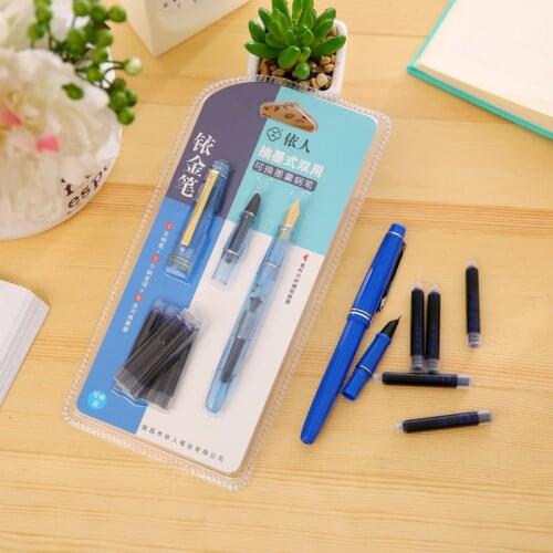 High brand quality 358 golden plastic Fountain Pen Big small tip Classic rotation Office INK pen school supplies