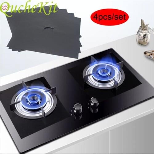 4pcs Gas Stove Protectors Resuable Stove Stovetop Protector Clean Mat Pad Gas Stove Burner Cover Protective For Kitchen