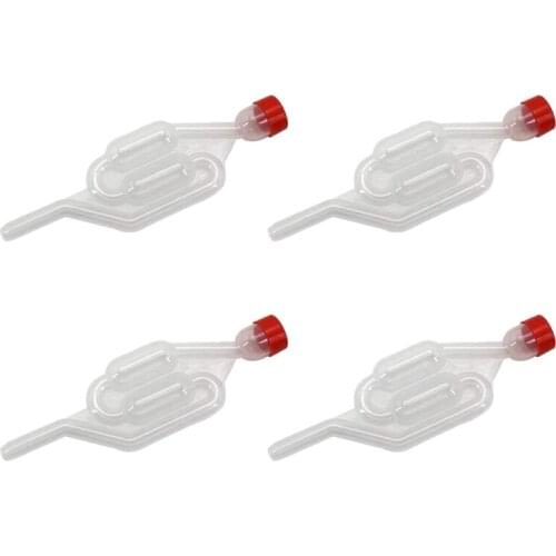 4 Pack S-Shape Airlock Twin Bubble Grommet One-Way Exhaust Seal Valve with Cork Beer Wine Making Tank Vent Valve
