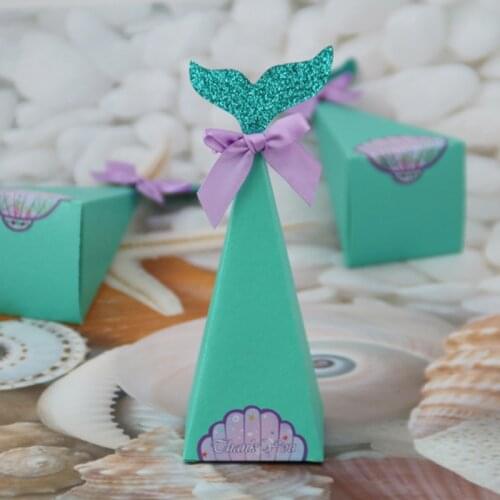 50pcs Mermaid Laser Cut Candy Box Gift Box DIY Kids Boxes Baby Shower Guest Party Favor Christmas Birthday Wedding Decoration
