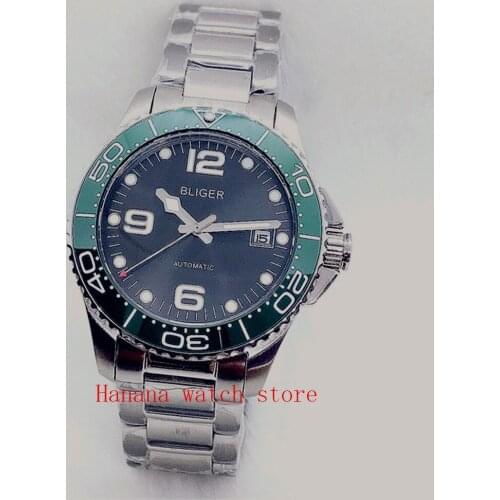 BLIGER Watch 40mm Sapphire Crystal Luxury Automatic Mens Watch Wristwatch With Date Window