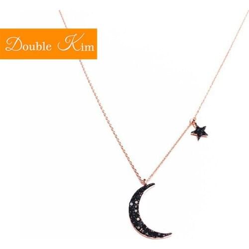 Stars Moon Pendant Necklace Prevent Allergies Rose Gold Chain Necklace Inlaid Zircon Fashion Trendy Women Jewelry