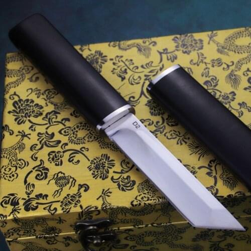 DEHONG ebony high-end D2 steel outdoor straight knife jungle hunting knife Japanese samurai home collection knife gift knife