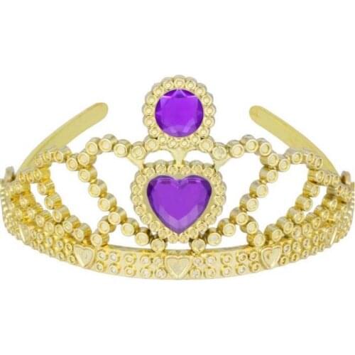 Children round peach heart gold plastic crown