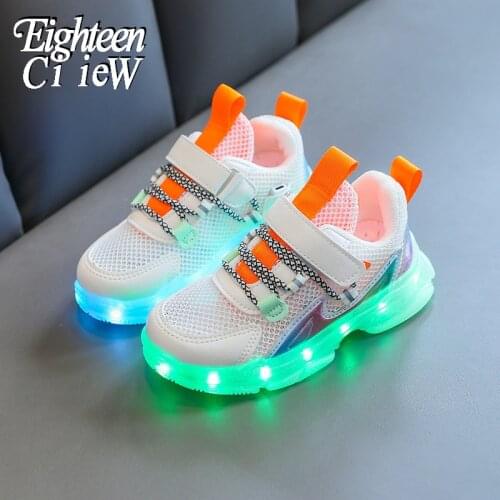 Size 25-36 LED Children Glowing Shoes USB Charge Kids Luminous Sneakers Mesh Breathable Sneakers Fashion Boys Light Up Shoes