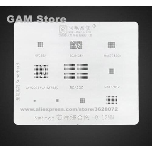 For Switch IC BGA Stencil BGA200 NFCBEA BCM4354 MAX77620A 77812 Reballing Solder Ball Tin Plant Net Amaoe Square Hole