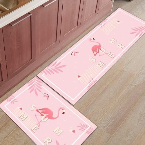 Flamingo Animal Tropical Birds Kitchen Mat Anti-slip Modern Area Rugs Living Room Balcony Carpet Doormat Bathroom Mat