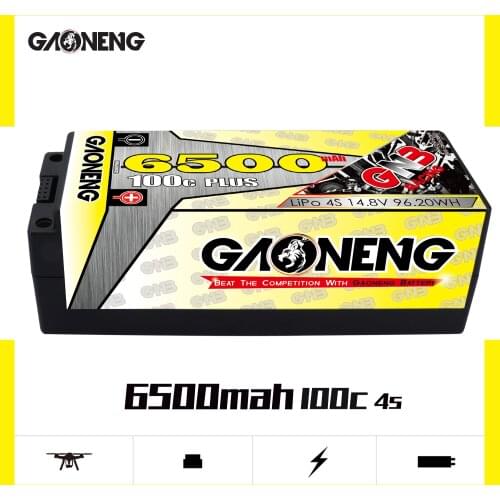 Gaoneng GNB 6500mAh 4S 14.8V 100C 5.0mm Bullet Hardcase LiPo Battery XT90S/XT60/TPlug for 1/8 Four Drive off-road RC Car Boat