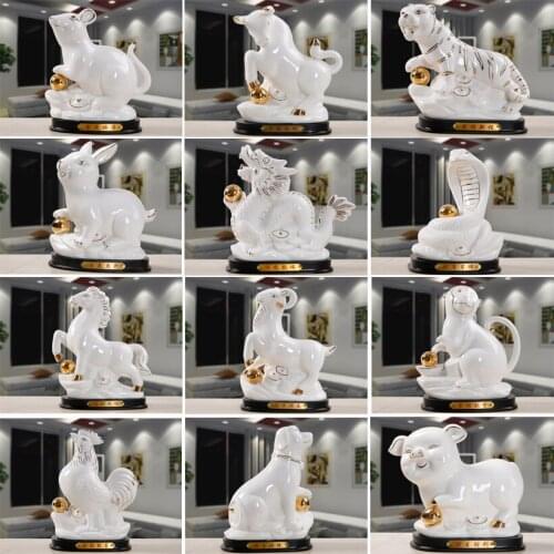 Ceramic wind and water ball zodiac pieces ostentatious town house is decorated Rat ox tiger rabbit dragon snake statue Home