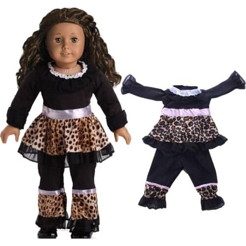Leopard Print suit/Dress Fit 18 Inch American&43 CM Born Baby Doll Clothes,Girls Toy,Our Generation,Birthday And Christmas Gift