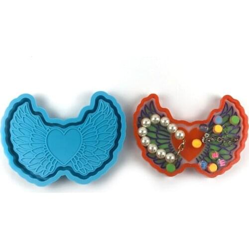 Love Heart Wing Jewelry Organizer Epoxy Resin Mold Storage Box Casting Silicone Mould DIY Crafts Home Decorations Mold C1FC
