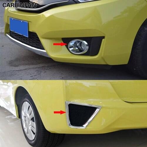 Chrome Plated Front and Rear Fog Lamp Cover Trim foglight decoration For Honda Fit / jazz GK5 2014 2015 2016 2017 2018 C1888