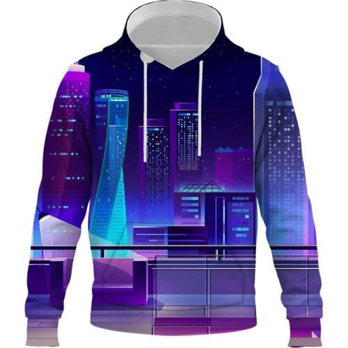 2021 New Mens Hoodie Sweatshirt Harajuku Men And Women 3D Night view Pattern Design scenery Printed Hoodies Men clothing Tops
