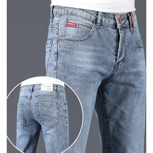 2021 New Mens Skinny Black Jeans Fashion Casual Elastic Cotton Slim Denim Pants Male Brand Clothing Blue Gray Blue