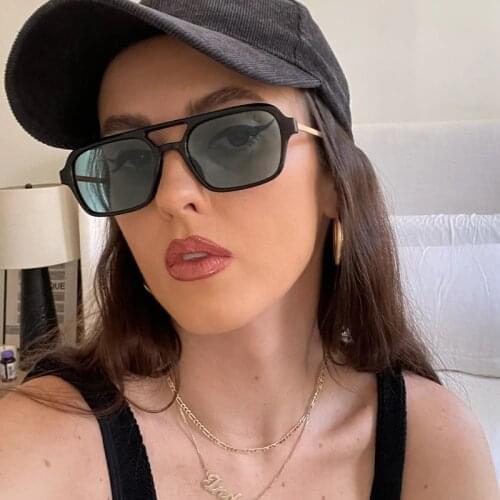 Ins Popular Colorful Lens Rectangle Sunglasses Women Brand Designer Retro Square Sun Glasses Female Fun Green Eyewear Oculos