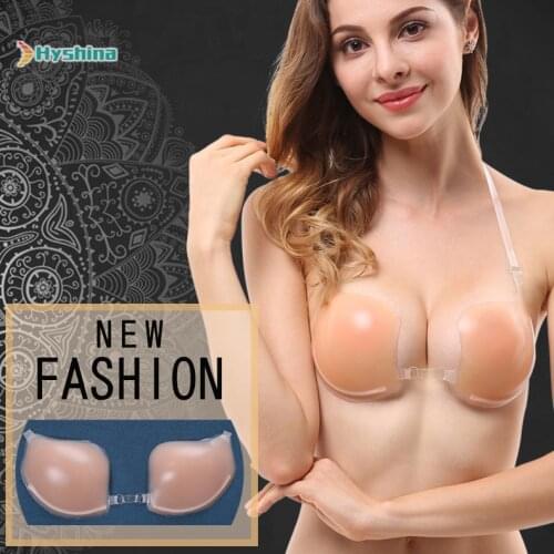 One Piece Detachable Hanging Neck Gathered Pull Invisible Bra Front Buckle Silicone Breast Patch
