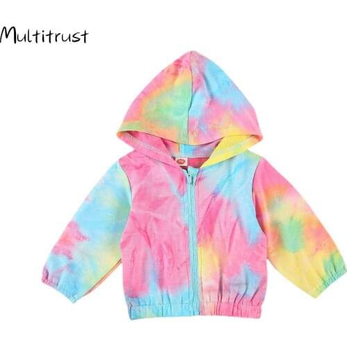 2020 Autumn Winter Baby Girls Boys Coats Tie-Dye Printed Long Sleeve Zipper Hooded Jacket Outfits 0-24M