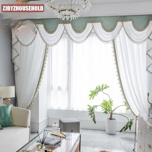 French Romantic Semi-blackout Curtains for Living Room Bedroom Bay Windows Valance Custom Finished Products White Gauze