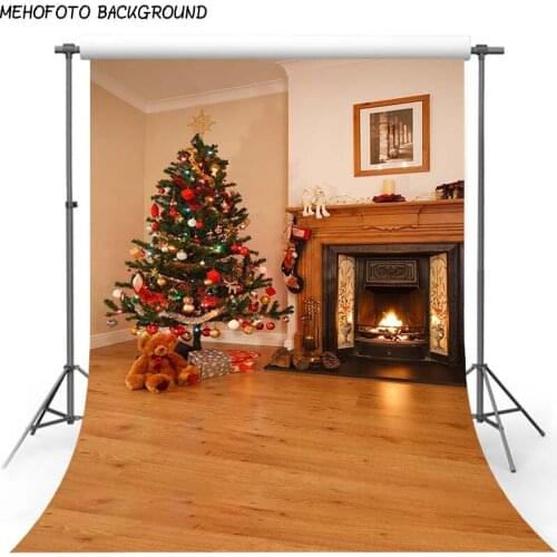 Christmas Background Backdrop Fireplace Tree Winter Snow Window Interior Baby Birthday Photography Background For Photo Studio