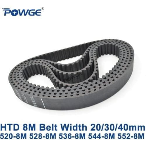 POWGE HTD 8M synchronous belt C=520/528/536/544/552 width 20/30/40mm Teeth 65 66 67 68 69 HTD8M Timing Belt 520-8M 536-8M 552-8M