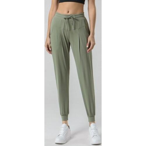 NWT 2021 Sport Joggers Women Side Pockets Drawstring Pant High Waist Sports Tight Leggings Super quality Stretch Fabric Tight