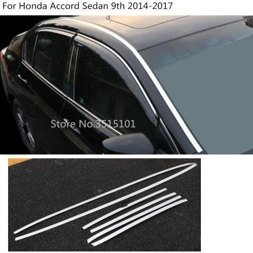 Car Styling Roof Rack Stainless steel Trim Cover Sticker Auto window 6pcs For Honda Accord Sedan 9th 2014 2015 2016 2017