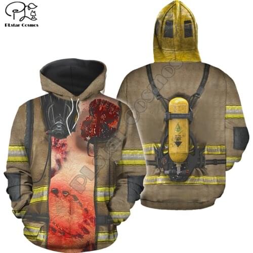 PLstar Cosmos Amazing Fun Firefighter Fireman 3D Print Hoodies Sweatshirts Zip Hooded For Men And Women Casual Streetwear Q24