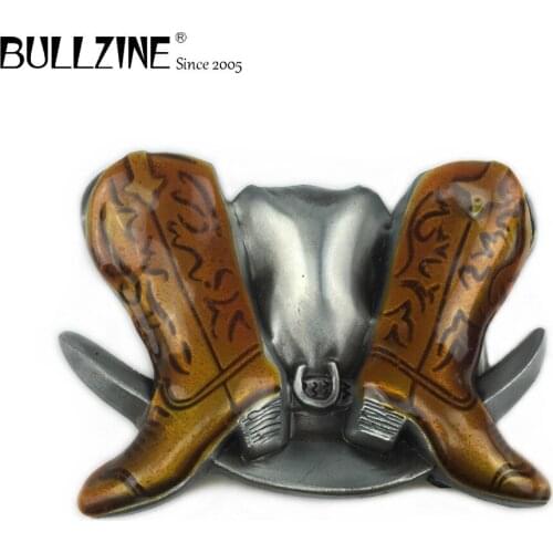 The Bullzine Western cowboy belt buckle with pewter finish FP-02157 suitable for 4cm width belt