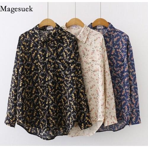 Autumn Vintage Plus Size Chiffon Blouse Women 2021 Korean Long Sleeve Shirts Women Floral Loose Women Blouses Blusas Mujer 11328