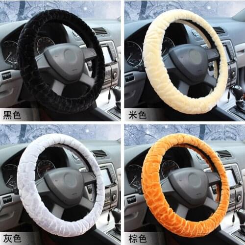 Winter Fur Wool Car Steering Wheel Covers 38CM For 95% Cars Brown Black Beige Gray Free Shipping