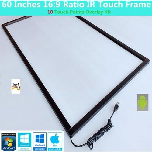 ZSTY Touch 60 Inches 20 Touch Points IR Touch Frame Panel,Infrared Touch Screen Overlay Kit Driver Free Plug&Play
