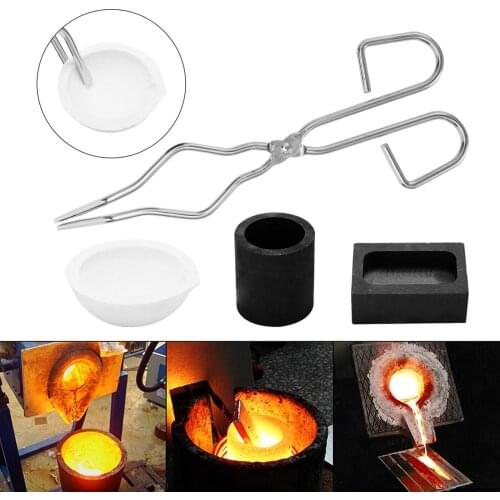 1 Set High Purity Graphite Crucible Set Tongs Bowl Graphite Mold Gold & Silver Copper Jewelry Repair Tools Crucible Graphite