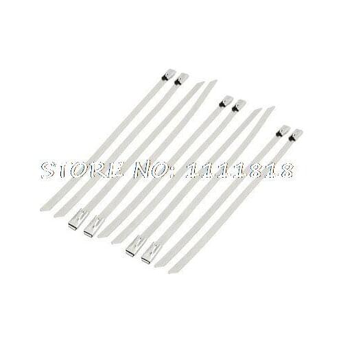 10 Pcs Self Locking 5.9" Long 4.6mm Wide Stainless Steel PVC Sprayed Cable Ties