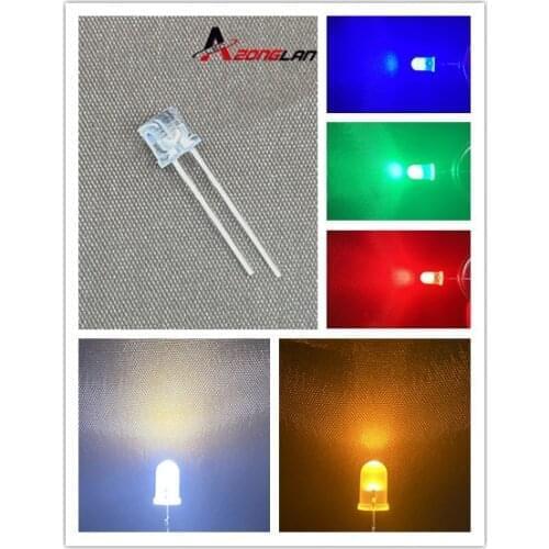 1000pcs 5mm Flat Top White Red Pink Yellow Blue Wide Angle Light Lamp Diode LED Ultra Bright Bulbs Emitting Diode F5 5mm Lamp