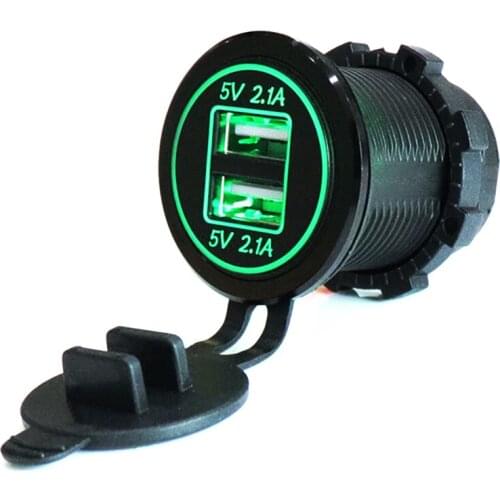 12-24V USB Cigarette Lighter Charger for Motorcycle Auto Truck ATV Boat LED Car 4.2A Dual USB Charger Power Adapter Outlet Power