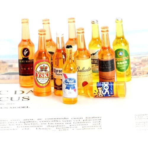 15pcs Simulation Resin Mini Wine Bottles Dollhouse Miniature Simulation Pretend Play Doll Food Drink For Diy Accessories