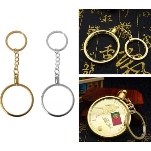 40mm/1.57" Commemorative Coin Holder Keyring Medallion or Chip Collection Souvenir Coin Pendant Keychain Fashion Jewelry