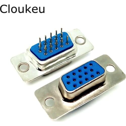 5Pcs DP15 hole female Insert plate type PCB D-Sub Connector VGA serial port DB15 adapter 3 row foot