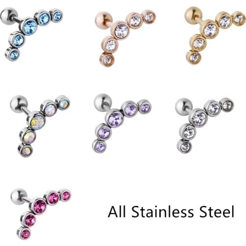 50pcs Body Jewelry Piercing - ALL Stainless Steel Shine Gems 16G Earring Ear Helix Bar Rings Ear Cartilage Ear Diath Rings NEW