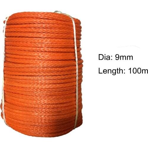 9mm*100meters synthetic winch line uhmwpe rope for ATV/UTV electric winch 4x4 off road accessories