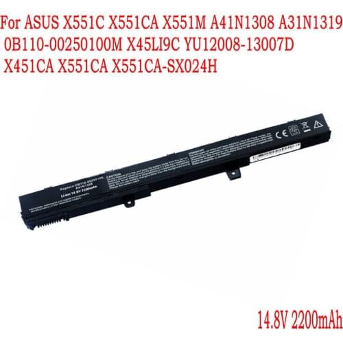 Laptop battery For ASUS X551C X551CA X551M A41N1308 A31N1319 0B110-00250100M X45LI9C YU12008-13007D X451CA X551CA X551CA-SX024H