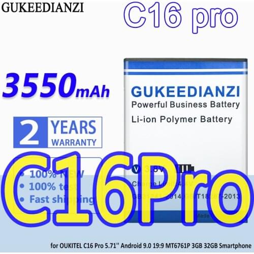 GUKEEDIANZI High Capacity Battery C16 pro 3550mAhfor OUKITEL C16 Pro 5.71'' Android 9.0 19:9 MT6761P 3GB 32GB Smartphone Bateria