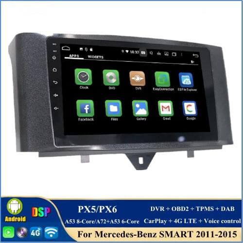 4gb+128gb DSP 9" Android 10 Car Radio DVD GPS Bluetooth 5.0 WIFI for Mercedes-Benz SMART 2011-2015 Multimedia Player