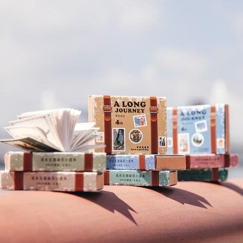 Dimi 100Pcs/4 Books/Box A Long Journey Seires Retro Sticker Booklet Stamp Fairy Tale Plant Adhesive Decor Journaling Stationery